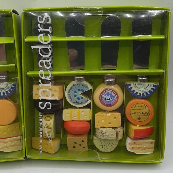Set of 8 Boston Warehouse Stainless Block Cheese Jam Knife Spreaders New In Box - Picture 3 of 6